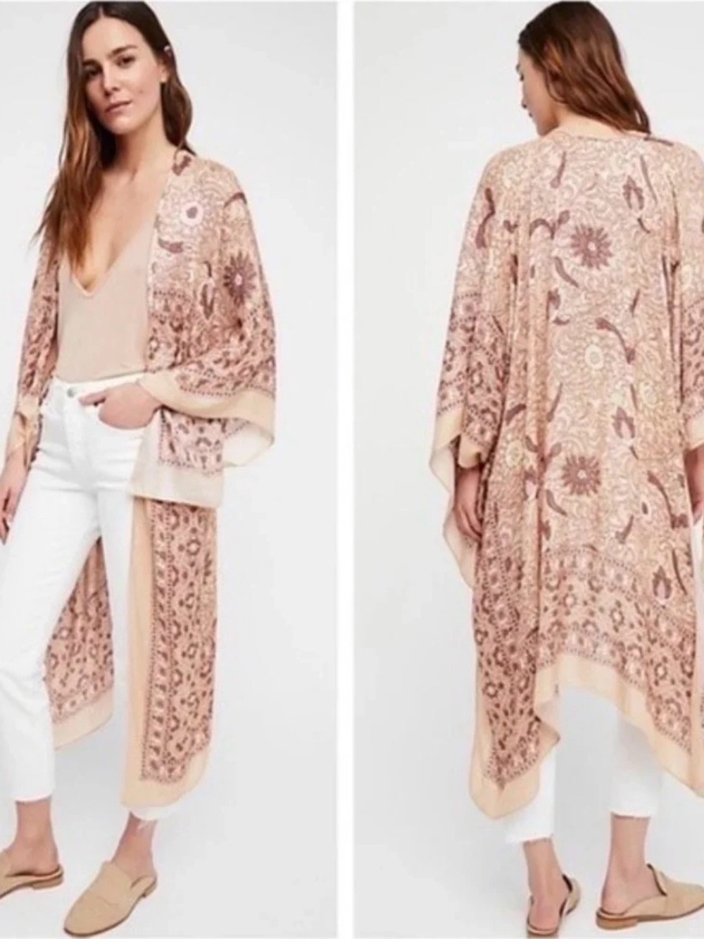Free People Magic Dance Border Print One Size Kimono Duster